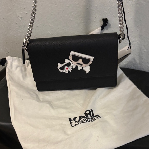 Karl Lagerfeld Black Crossbody Bag with Iconic Patch - Picture 9 of 9